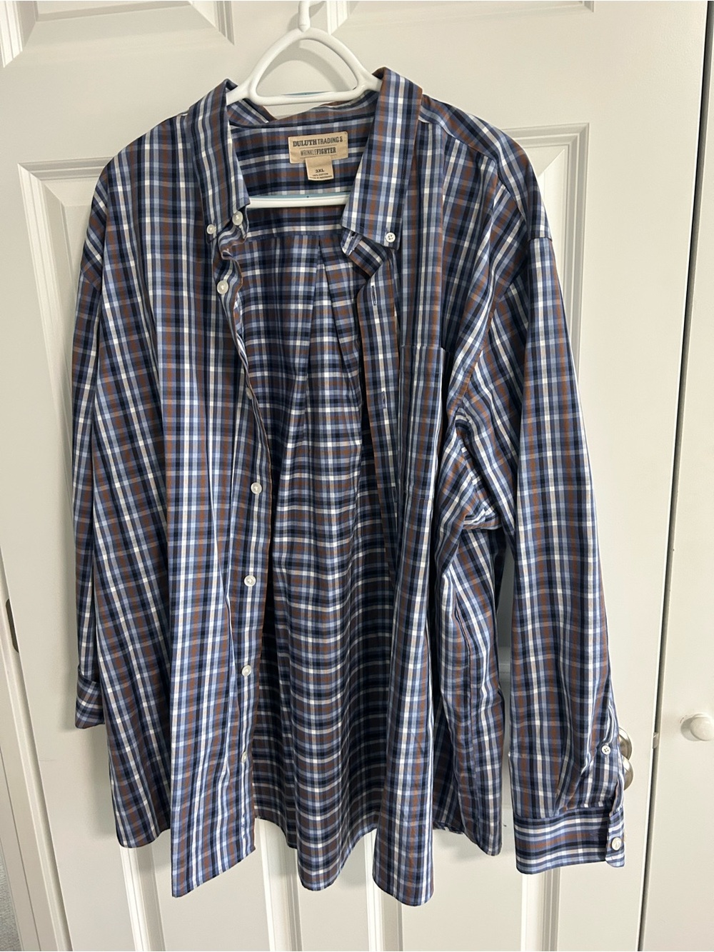 Two Men’s 3XL Cotton Duluth Trading Co Plaid Button-Down Shirts